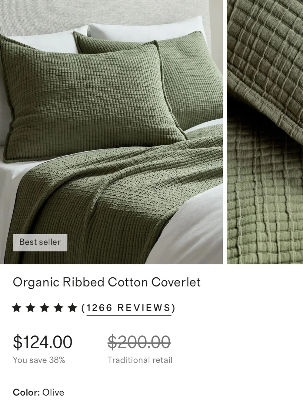 Quince Organic Cotton King/CalKing Coverlet